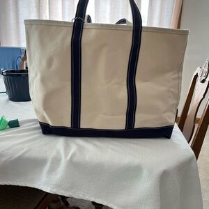 Classic Canvas Tote Bag - Cream and Navy